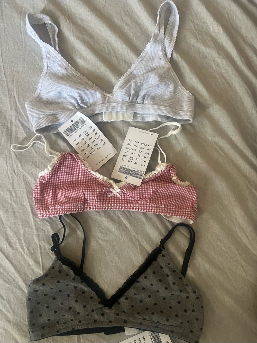 Brandy Melville Pink Gingham Lace-Trim Bralette
